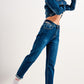 High waisted blue cut out slim jeans Szua Store