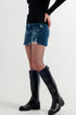 High waisted denim mini skirt with medium washed ripped Szua Store