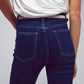 High Waisted Flared Jeans In Dark Wash - Szua Store