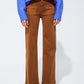 Q2 high waisted front pockets flare jeans in camel