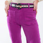 Q2 high waisted front pockets flare jeans in magenta