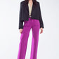 High waisted front pockets flare jeans in magenta