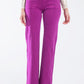 High waisted front pockets flare jeans in magenta