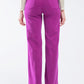 High waisted front pockets flare jeans in magenta