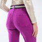 High waisted front pockets flare jeans in magenta