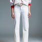 Q2 high waisted front pockets flare jeans in white