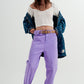 High  waisted loose tapered leg jeans in purple Szua Store