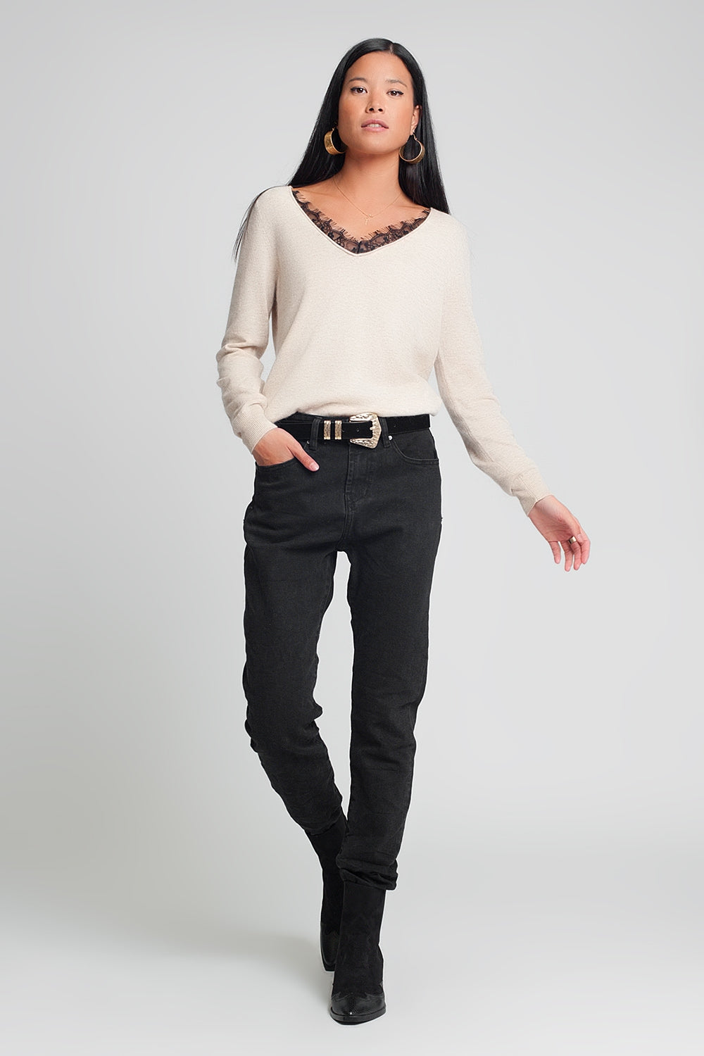 High waisted mom jeans in black Szua Store