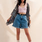 High waisted pleated denim shorts in mid wash Szua Store