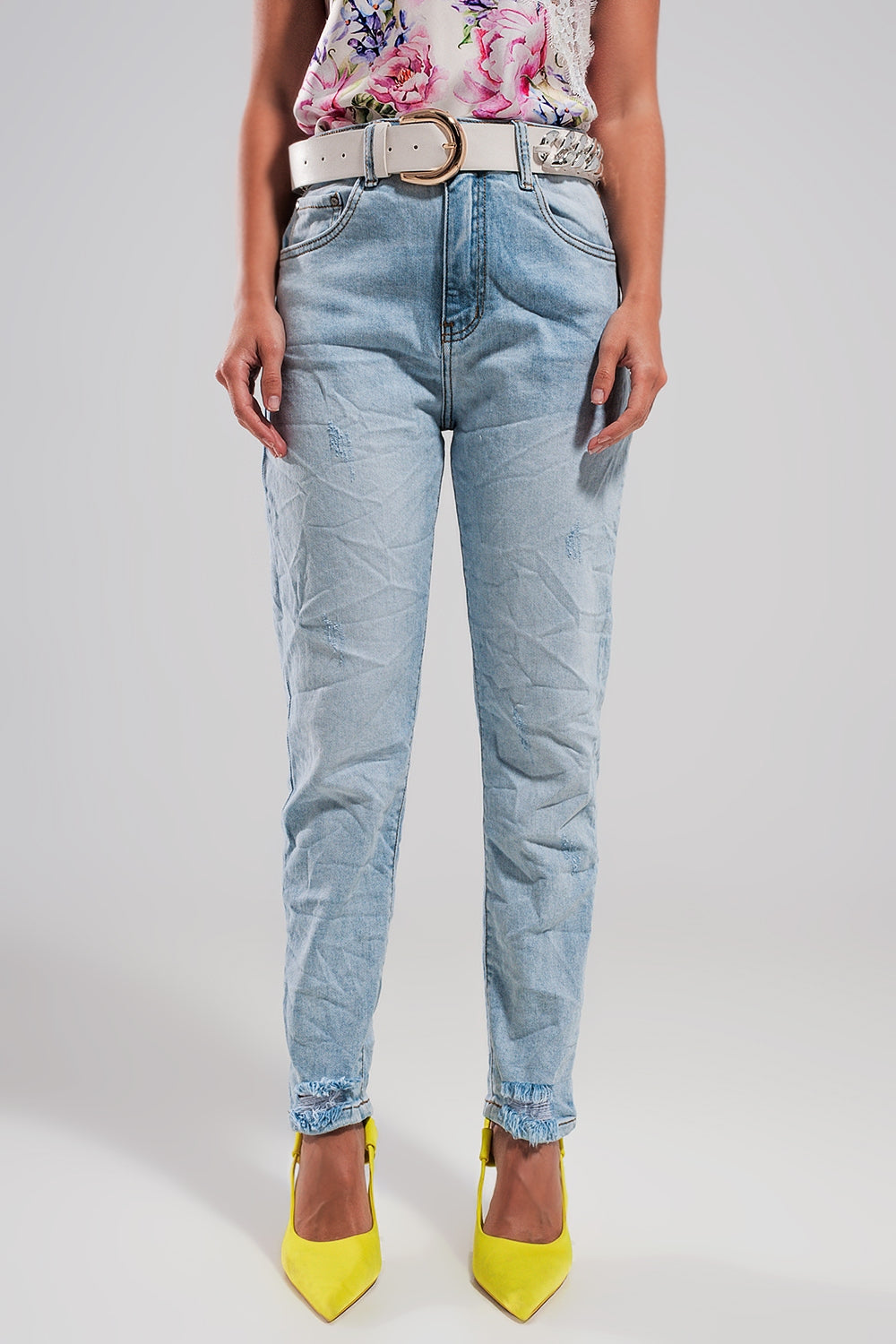 High waisted ripped jeans in light blue Szua Store