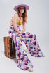 High waisted satin wide leg pants in purple floral Szua Store