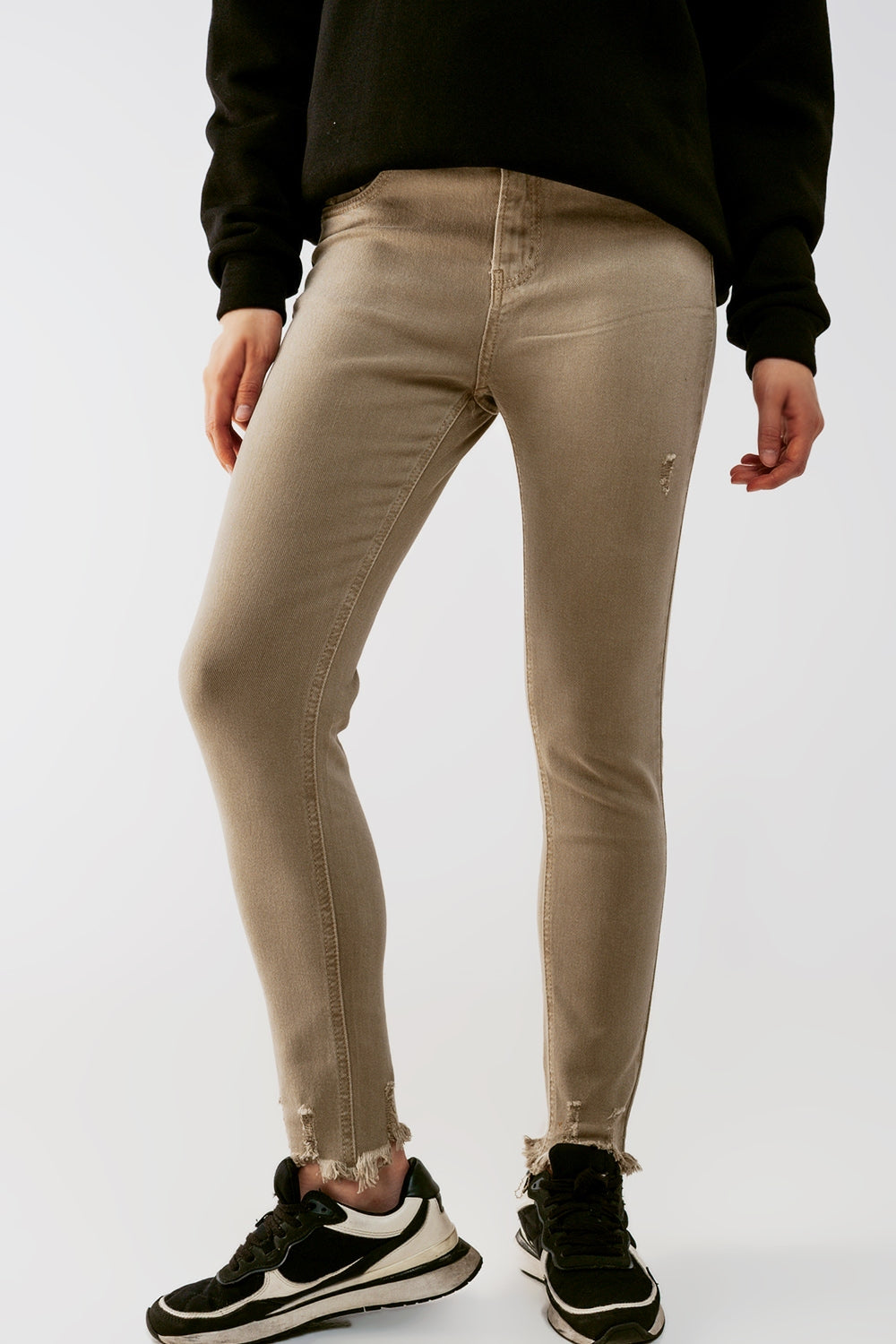 High waisted skinny jeans in beige Szua Store