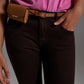 High waisted skinny jeans in brown - Szua Store