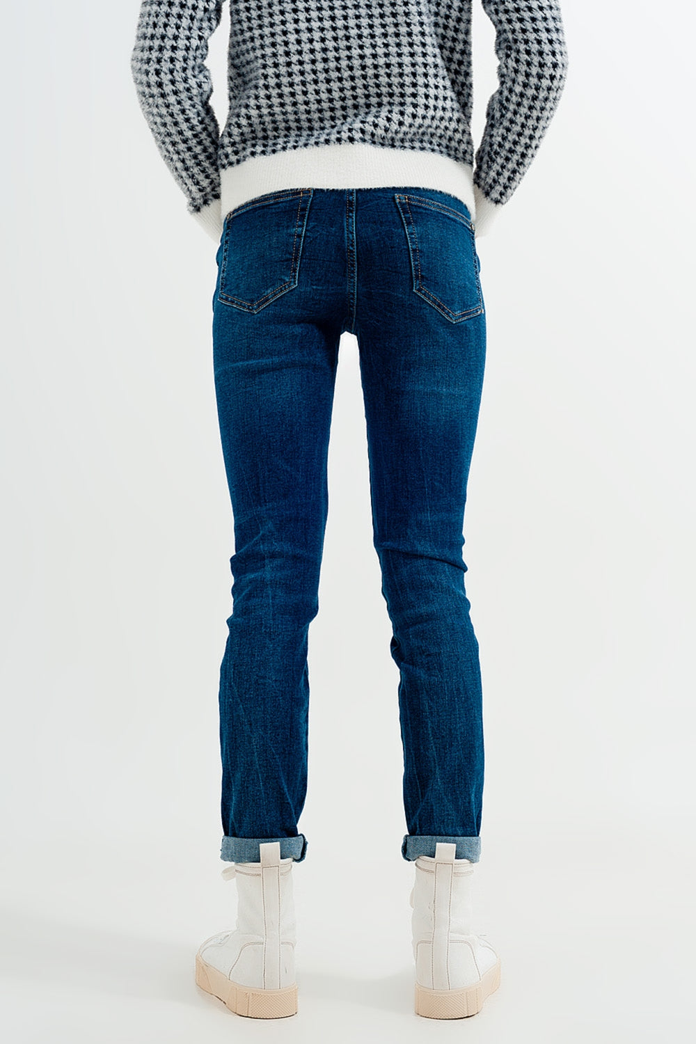 High waisted skinny jeans in colour mid blue wash Szua Store