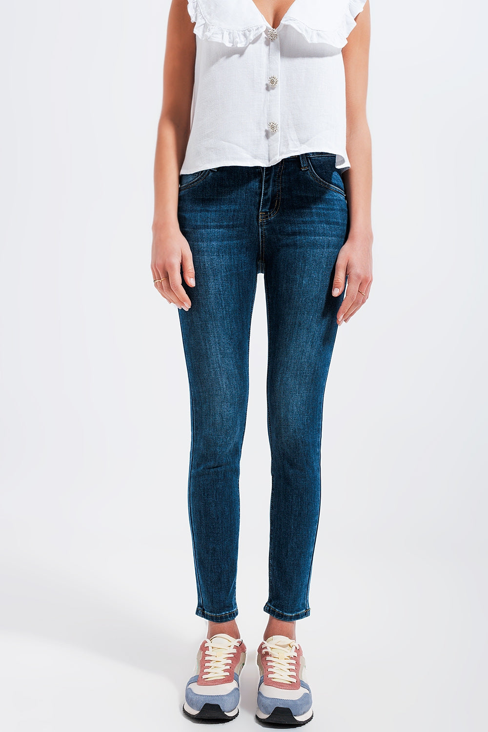 High waisted skinny jeans in dark wash Szua Store