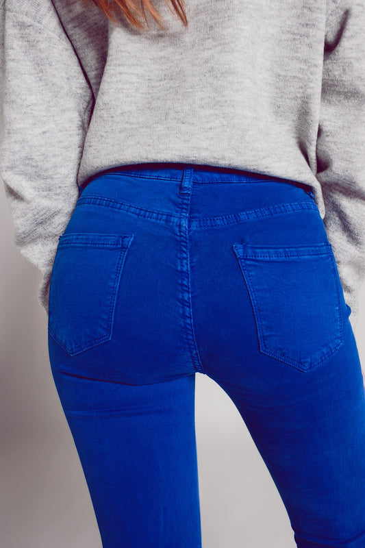 High waisted skinny jeans in electric blue Szua Store