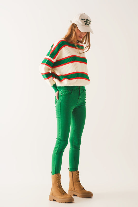 High waisted skinny jeans in green - Szua Store
