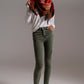 High waisted skinny jeans in khaki - Szua Store