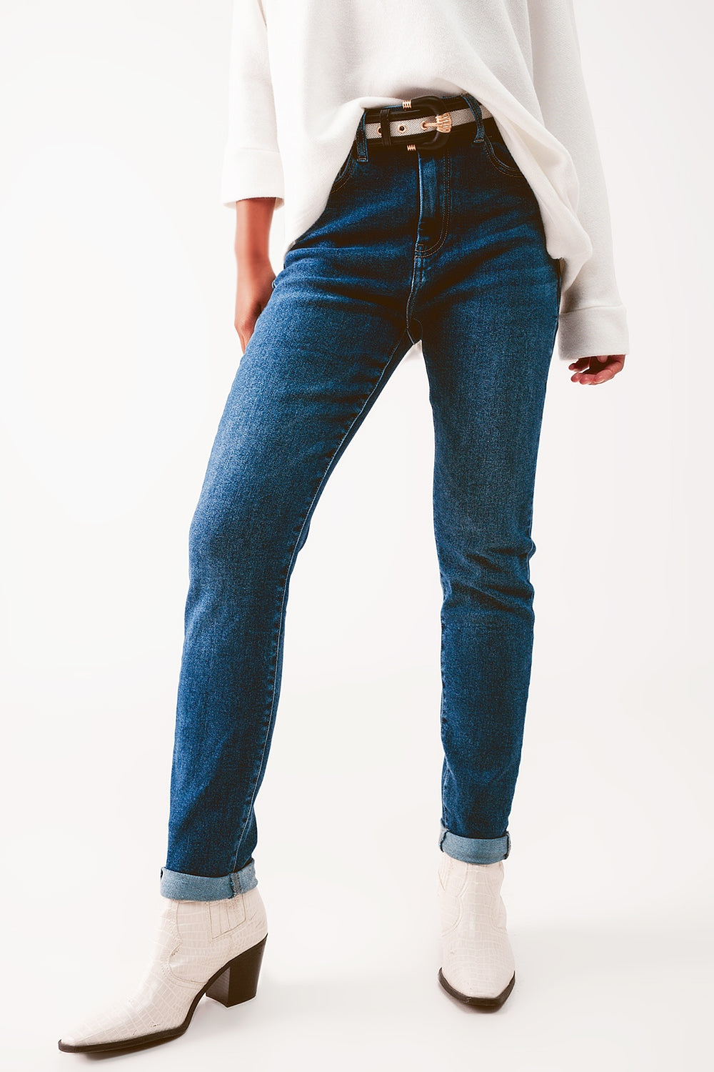 High waisted skinny jeans in mid wash Szua Store