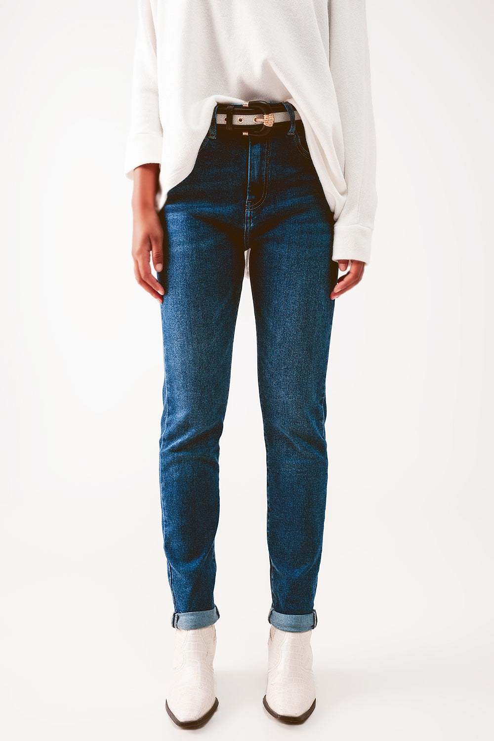 High waisted skinny jeans in mid wash Szua Store