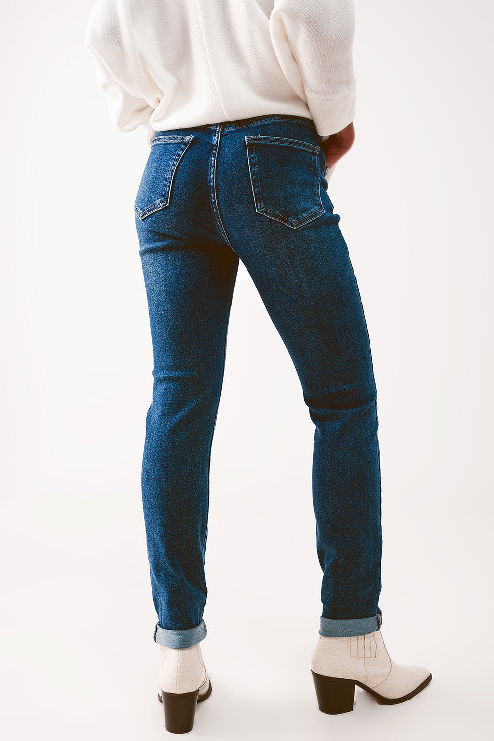 High waisted skinny jeans in mid wash Szua Store