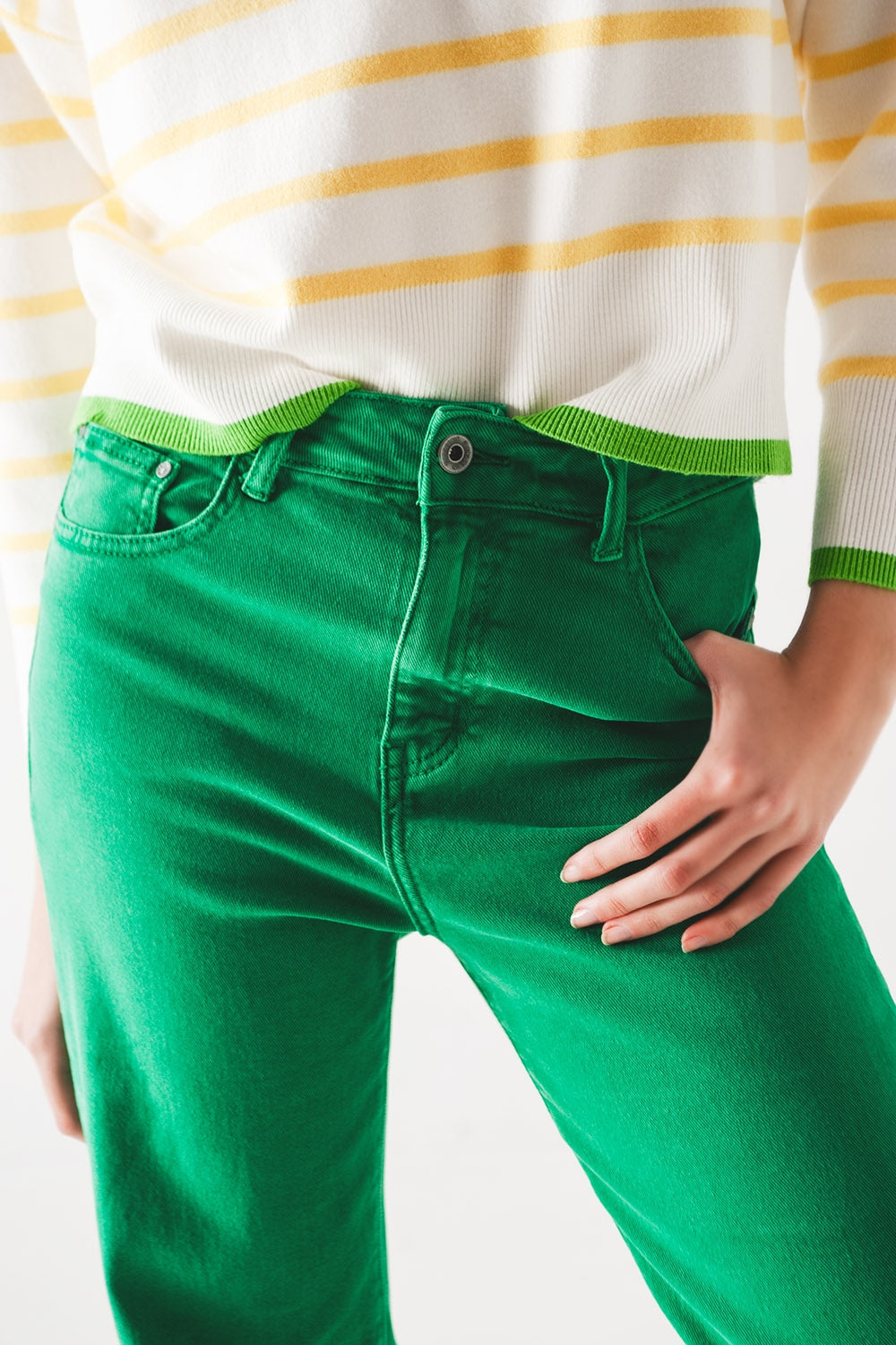 High waisted slouchy mom jeans in green - Szua Store