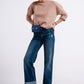 High waisted straight jean with roll hem in blue Szua Store