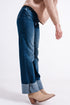 High waisted straight jean with roll hem in blue Szua Store