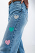 High waisted straight leg jean with heart print in mid wash Szua Store