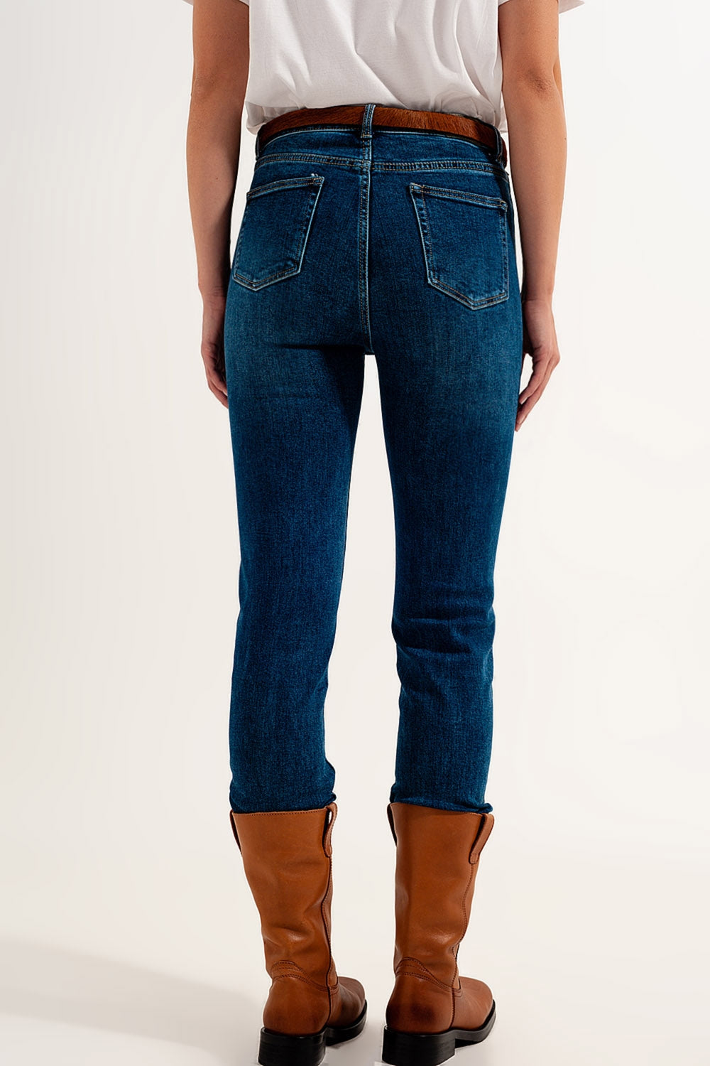 high waisted super skinny jeans in dark blue with high quality elastic Szua Store