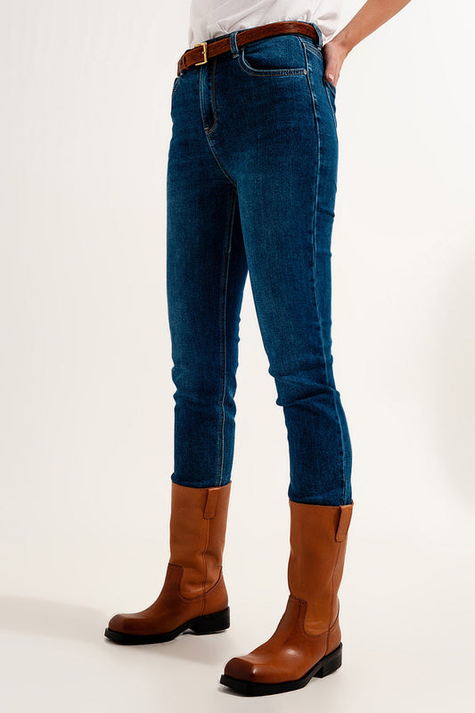 high waisted super skinny jeans in dark blue with high quality elastic Szua Store