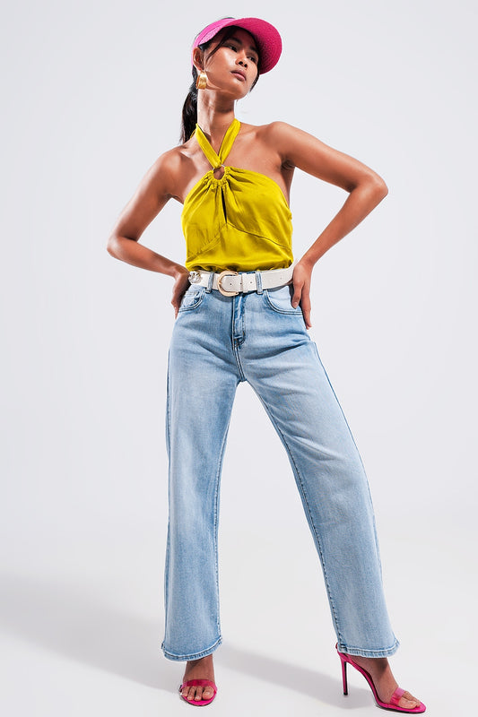 High wide leg jeans in light wash Szua Store