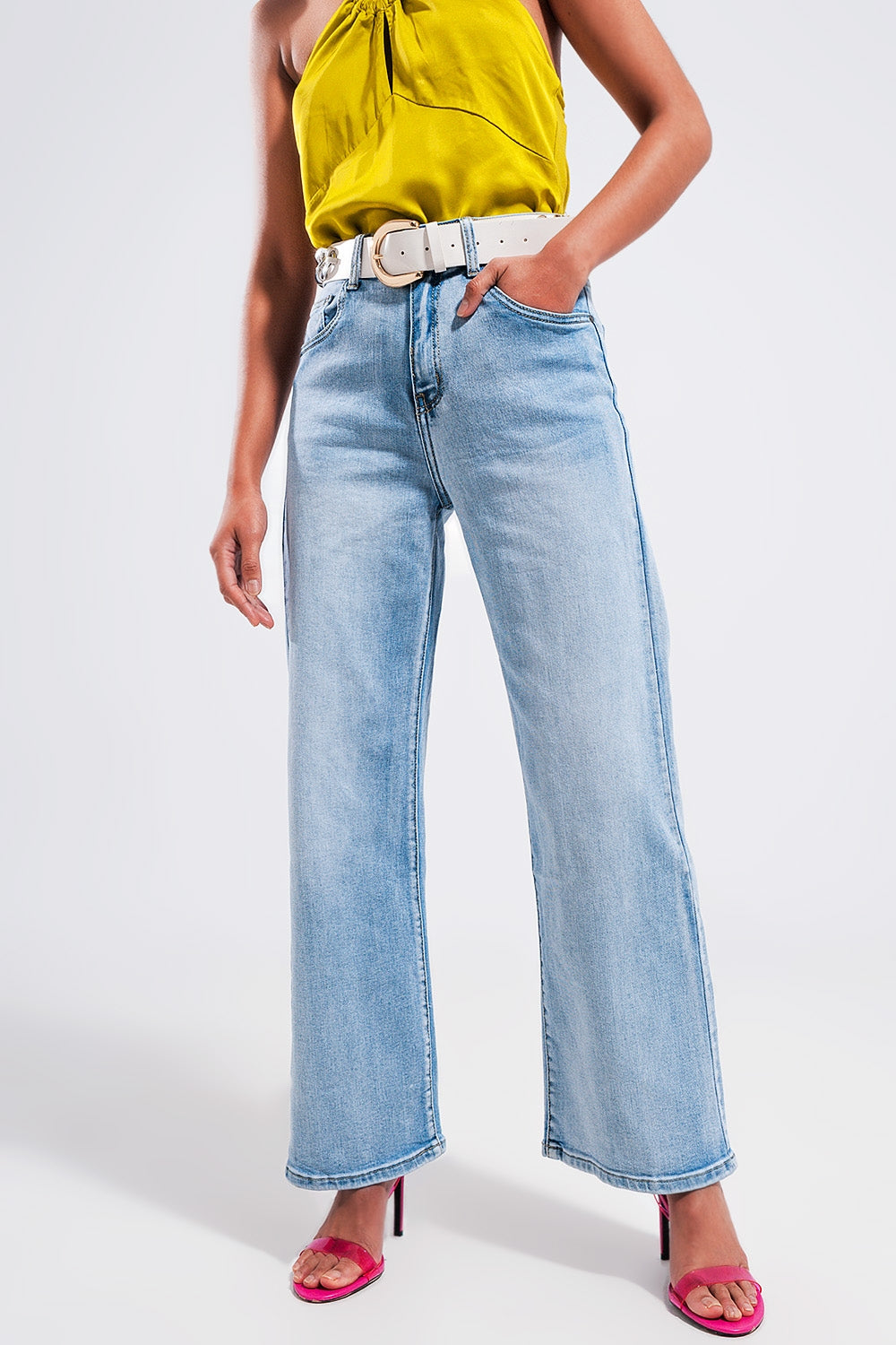 High wide leg jeans in light wash Szua Store