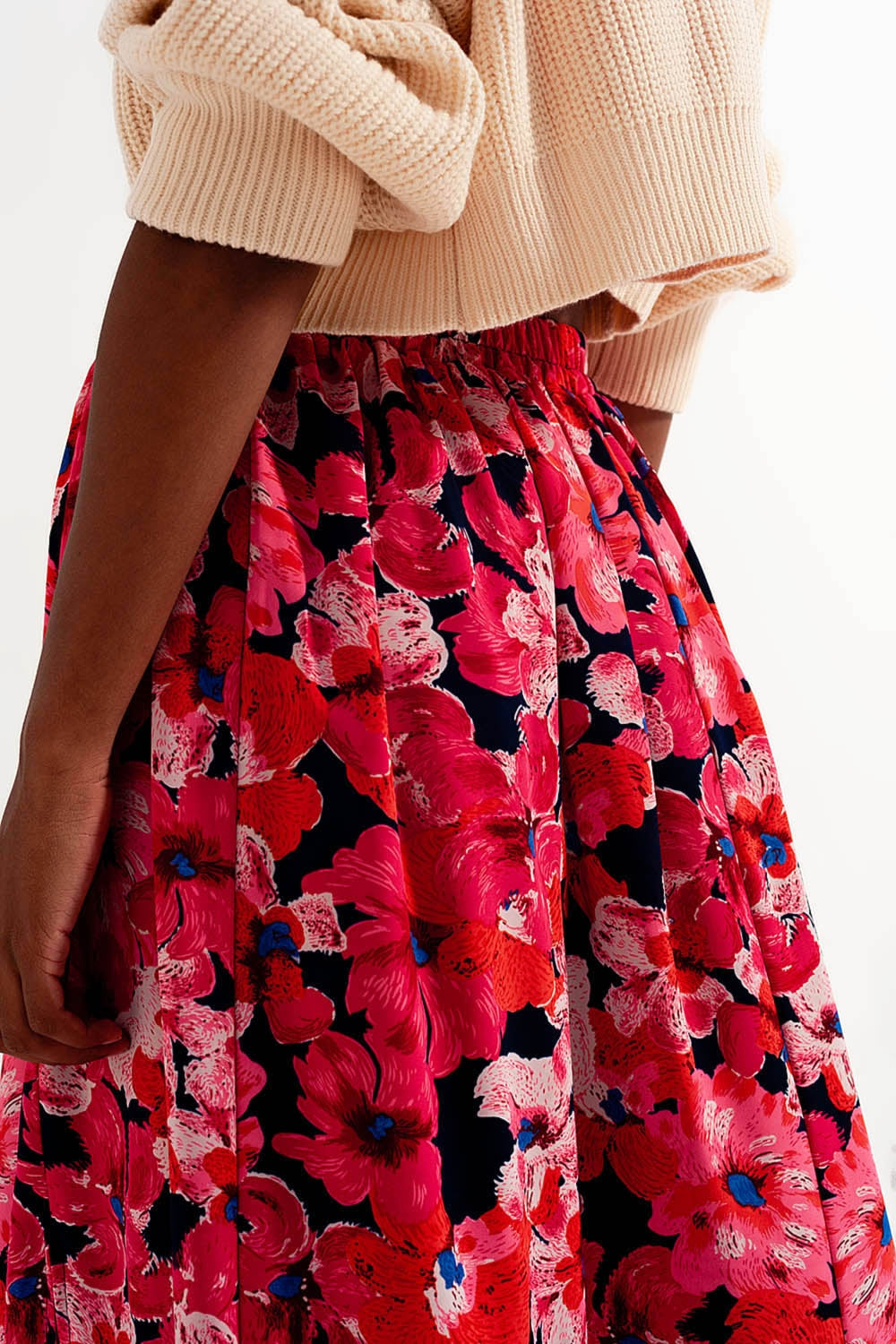 Hot pink floral print skirt Szua Store