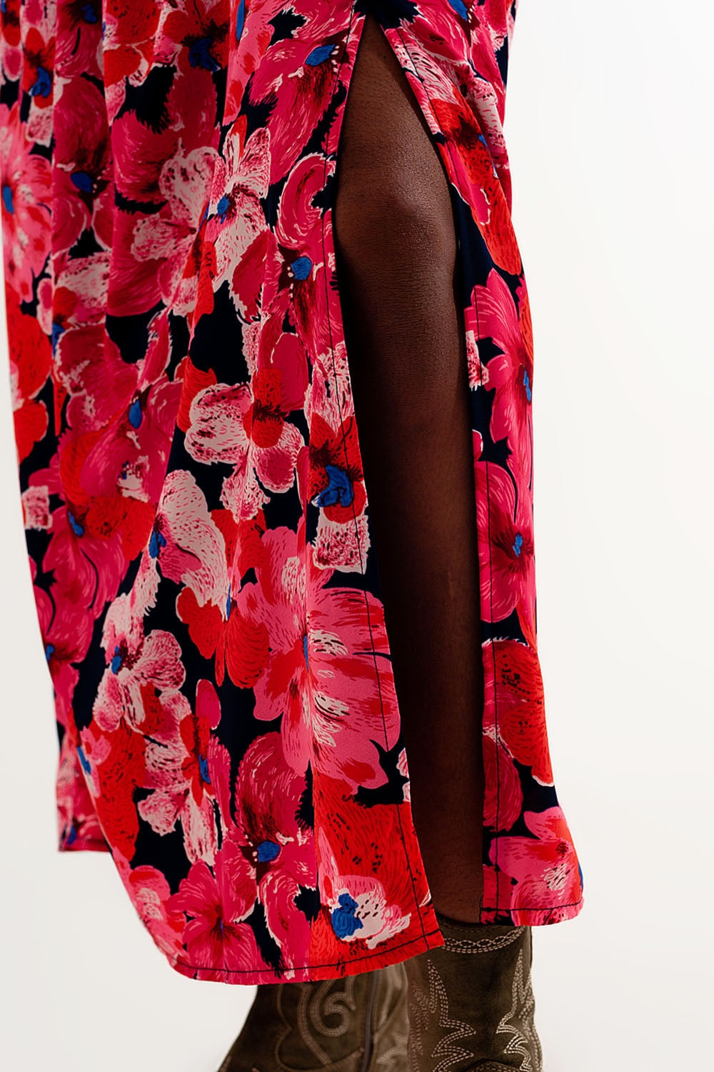 Hot pink floral print skirt Szua Store