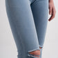 Jean with distressed knee in blue Szua Store