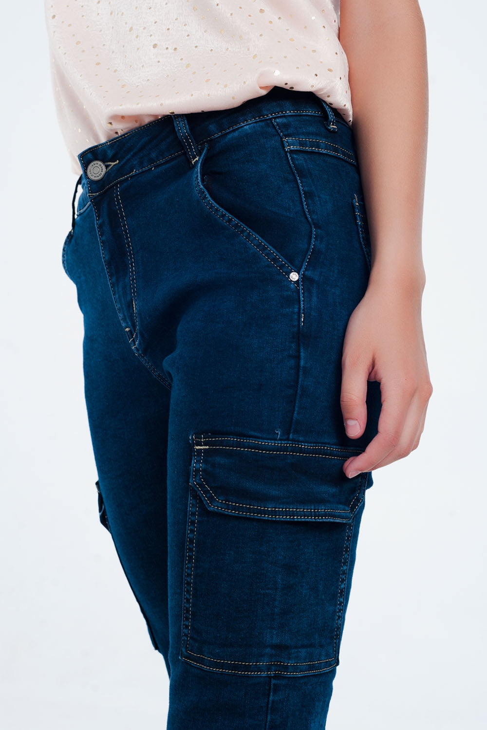 Jeans in navy with cargo pockets Szua Store