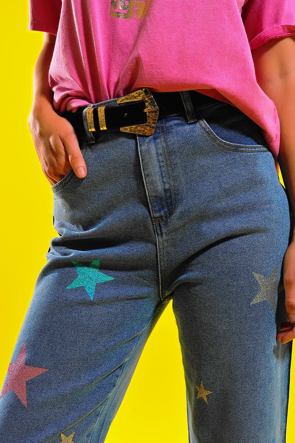 Jeans with star print in dark wash Szua Store