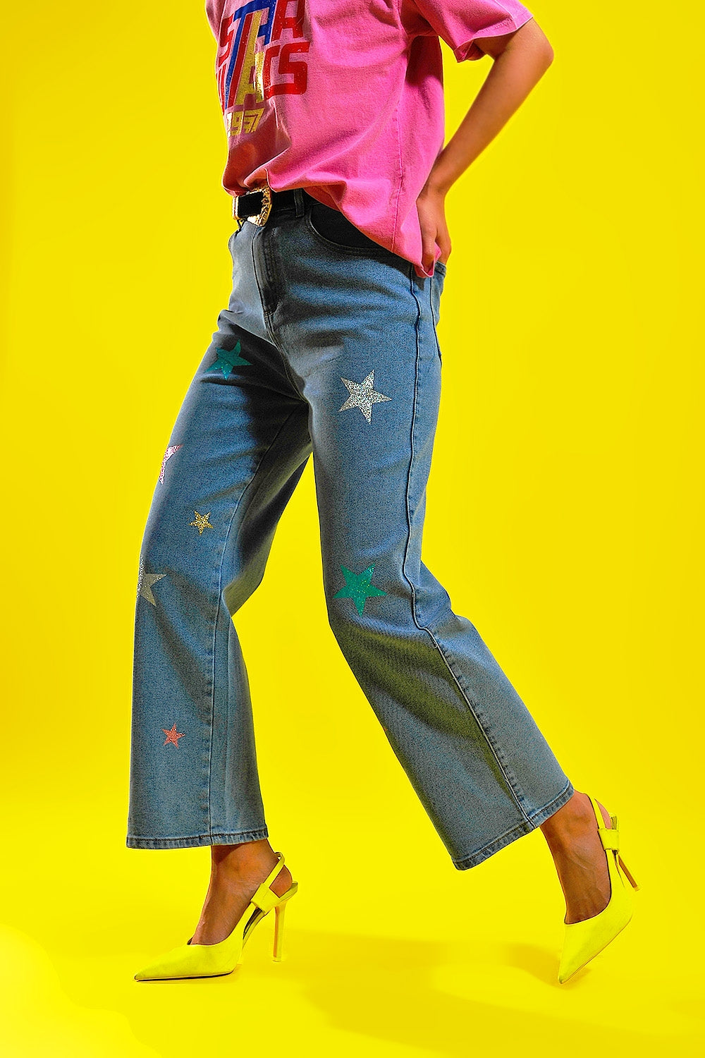 Jeans with star print in dark wash Szua Store