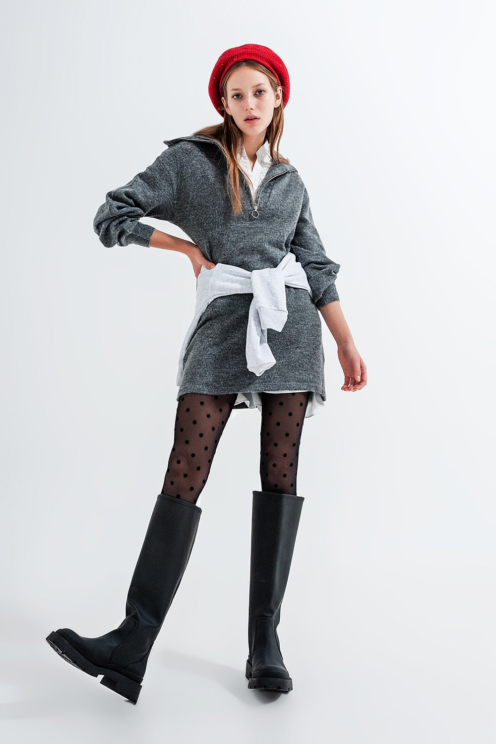 Jumper mini dress in grey Szua Store