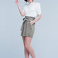 Khaki Mini Skirt With Bow Detail Szua Store