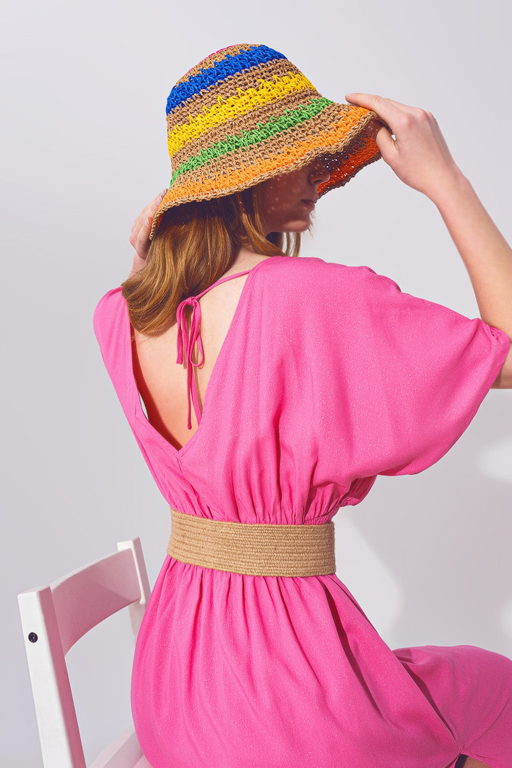 Q2 Kimono Sleeve Maxi Dress in Pink