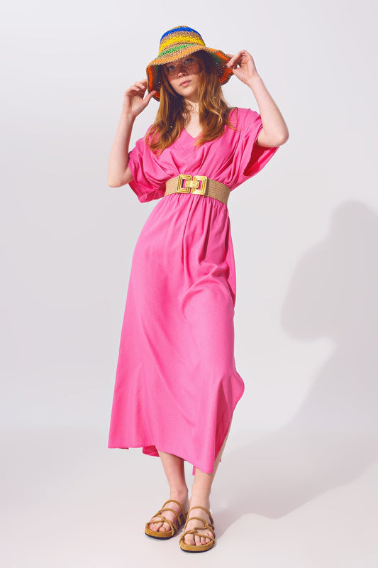 Kimono Sleeve Maxi Dress in Pink - Szua Store