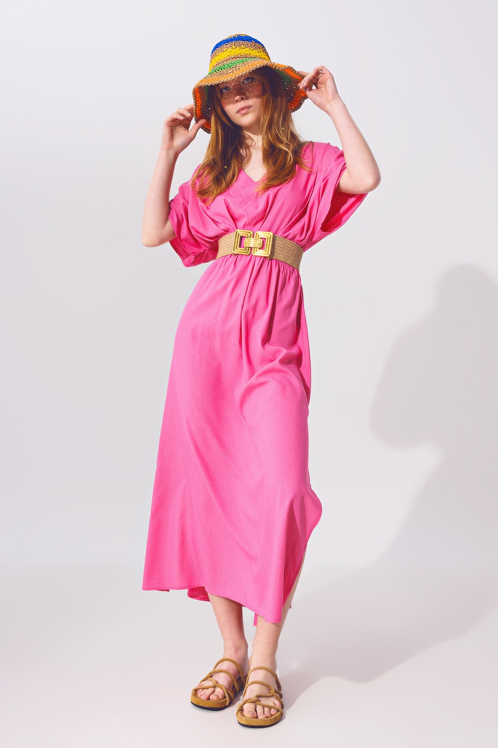 Kimono Sleeve Maxi Dress in Pink - Szua Store