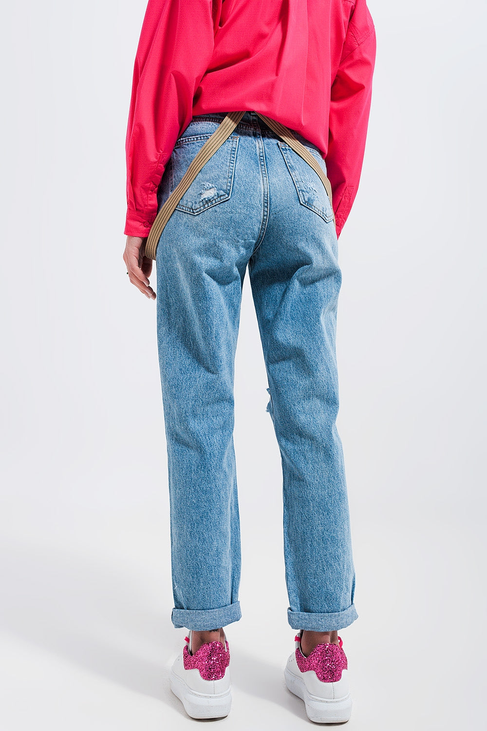 Knee rip jeans in light wash blue Szua Store