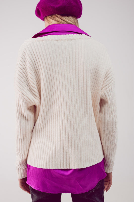 Knitted chenille jumper in cream Szua Store
