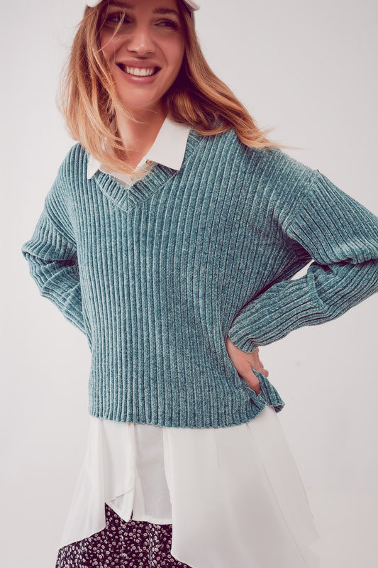 Knitted chenille jumper in green Szua Store