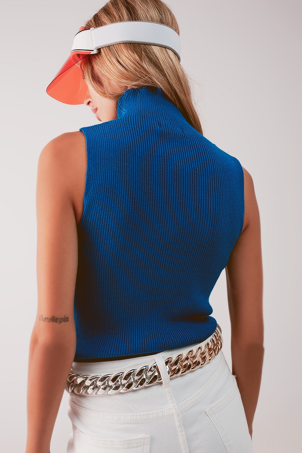 Knitted high neck top in blue Szua Store