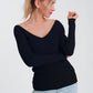 Knitted jumper in black with v back Szua Store