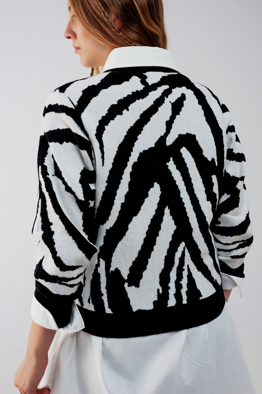 Knitted jumper in black zebra print Szua Store